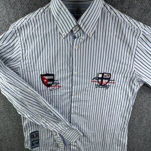 Paul & Shark Button Up Striped Blue 40 Yacht Club Graphics Kipawa 1933 Adult
